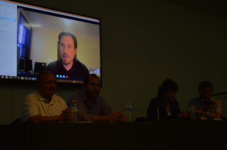 David Bertet, presidente de la Asociación Canadiense por el Derecho y la Verdad en México, en su participación desde Montreal. Foto: Los Ángeles Press