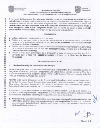 información reservada Universidad de Guanajuato