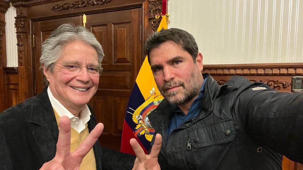 Guillermo Lasso, presidente de Ecuador, miembro destacado del Opus Dei en América del Sur y Verástegui.